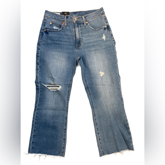GAP Denim - GAP Women’s Kick Fit High Rise  Distressed Women's Straight Leg Jeans- Petite